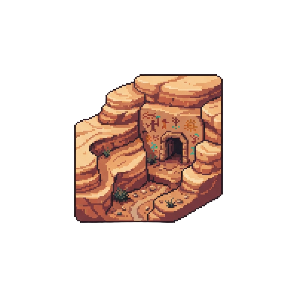 A Vibrant Desert Canyon with a Painted Tunnel