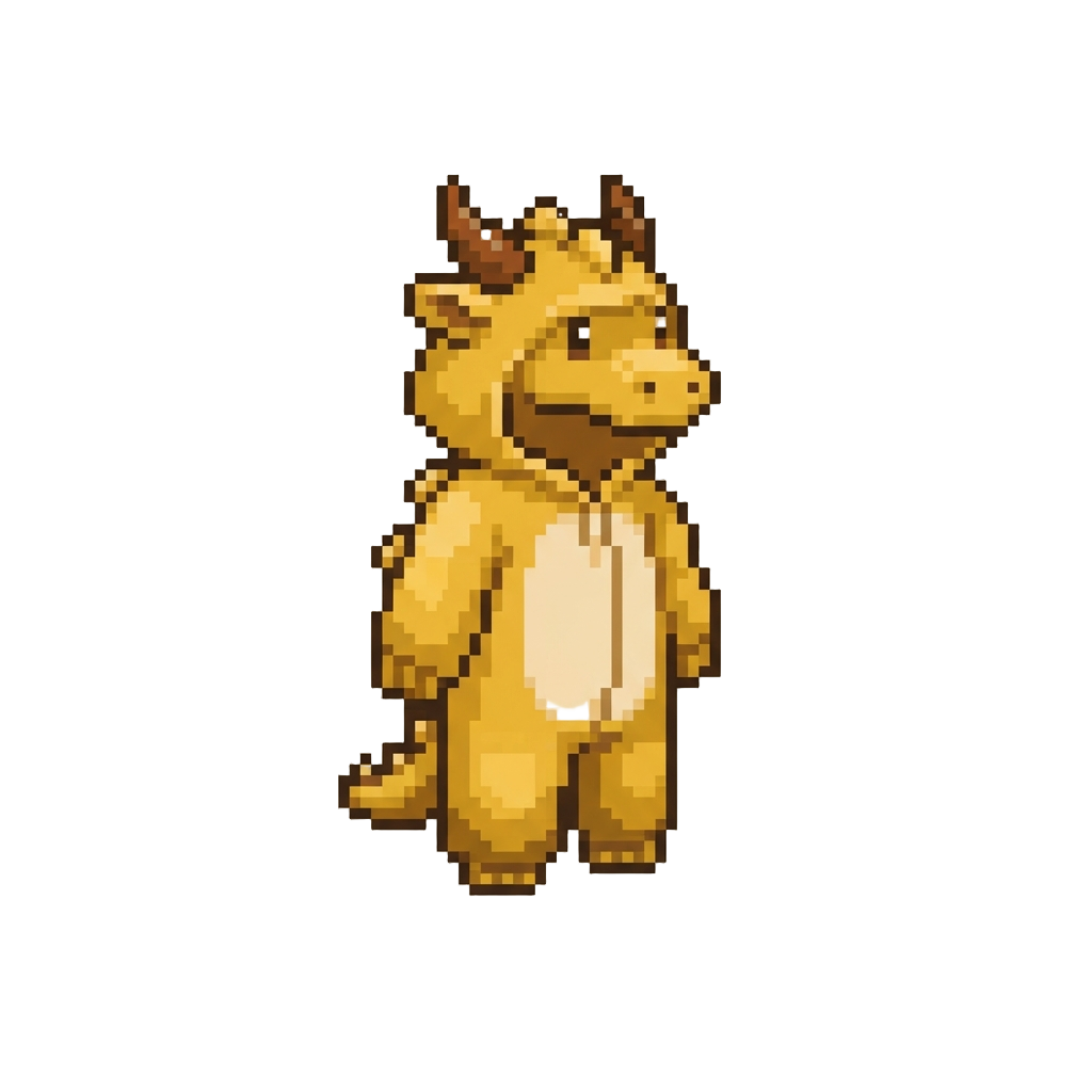 A Cozy Fleece Golden Dragon Onesie with Felt Horns