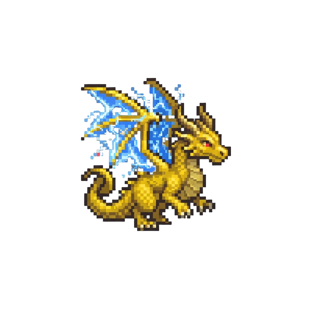 A Golden Storm Dragon with Crackling Lightning Wings