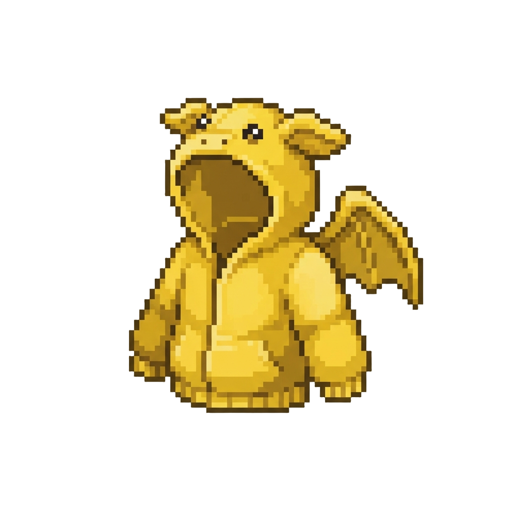 A Plush Golden Dragon Hoodie with Floppy Wings