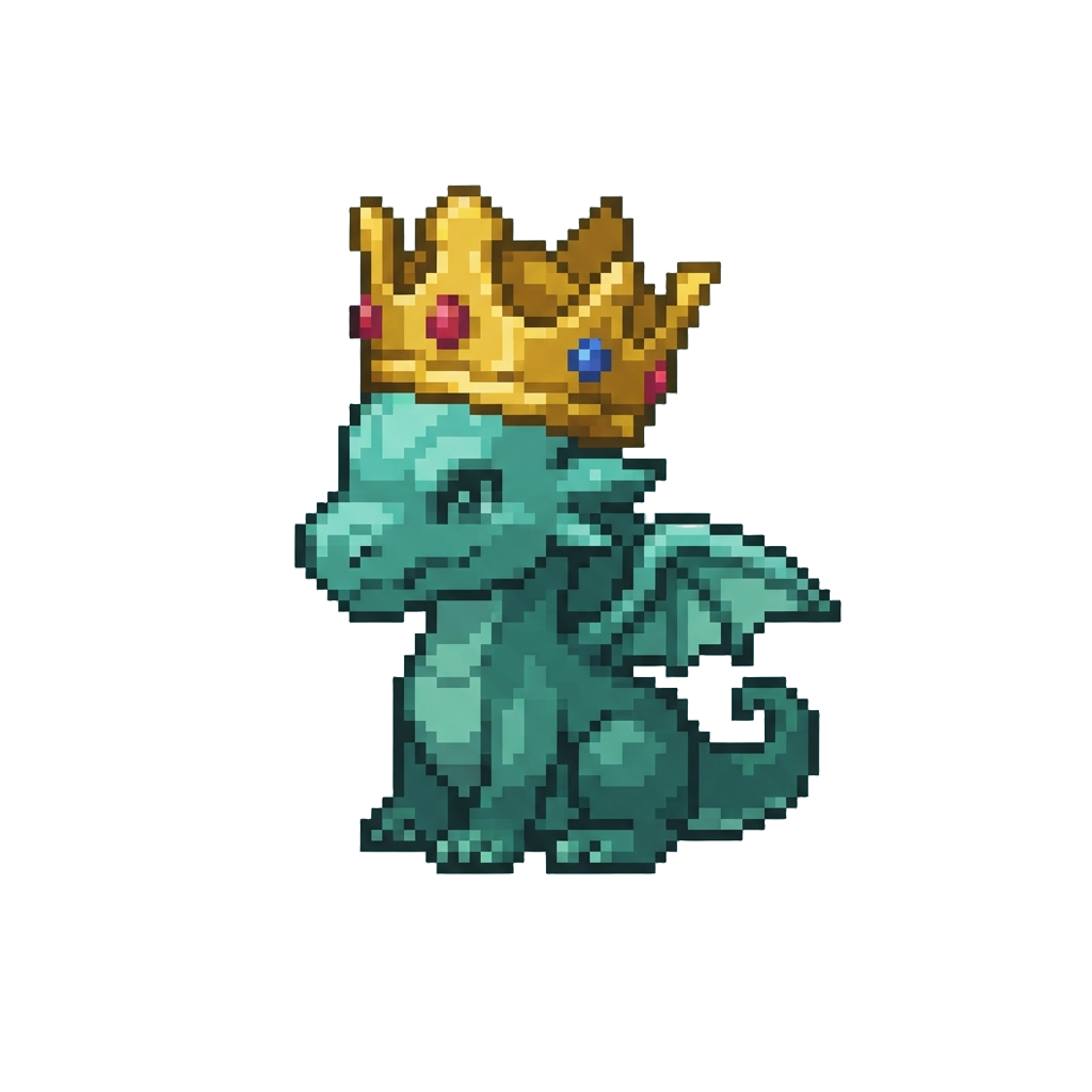 A Tiny Dragon Wearing a Oversized Golden Crown
