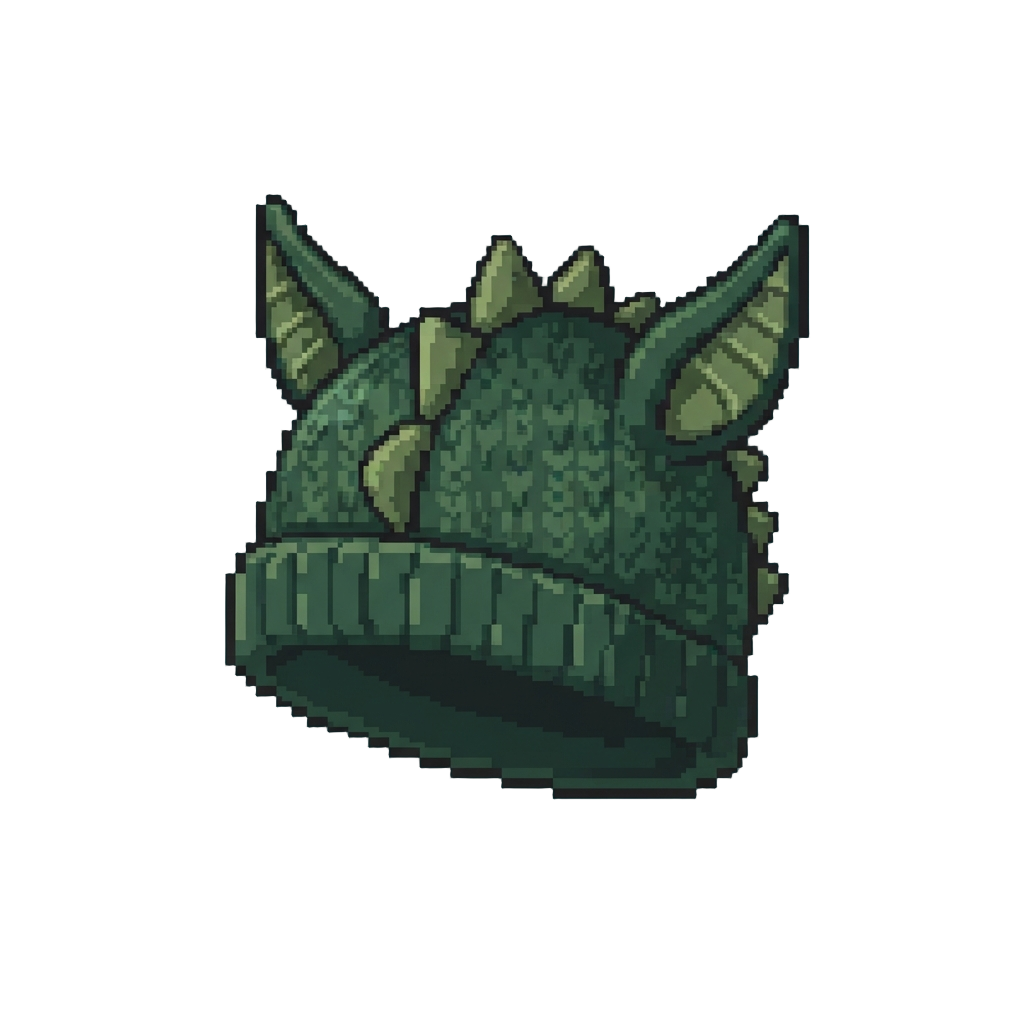 A Knitted Dragon Beanie with Attached Pointy Ears
