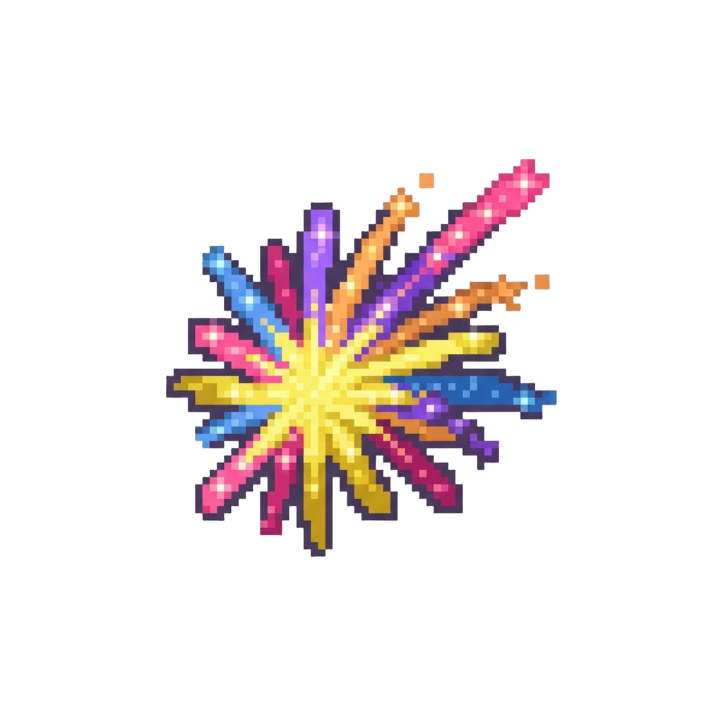A Vibrant Burst of Localized Glitter Fireworks