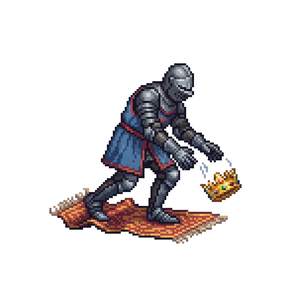 A Medieval Knight Ceremony Where @image1 Trips Over a Rug and Drops the Crown