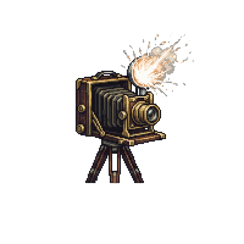 A Formal Victorian Photo Studio Where @image1 Sneezes and Sets Off the Flash Powder Early