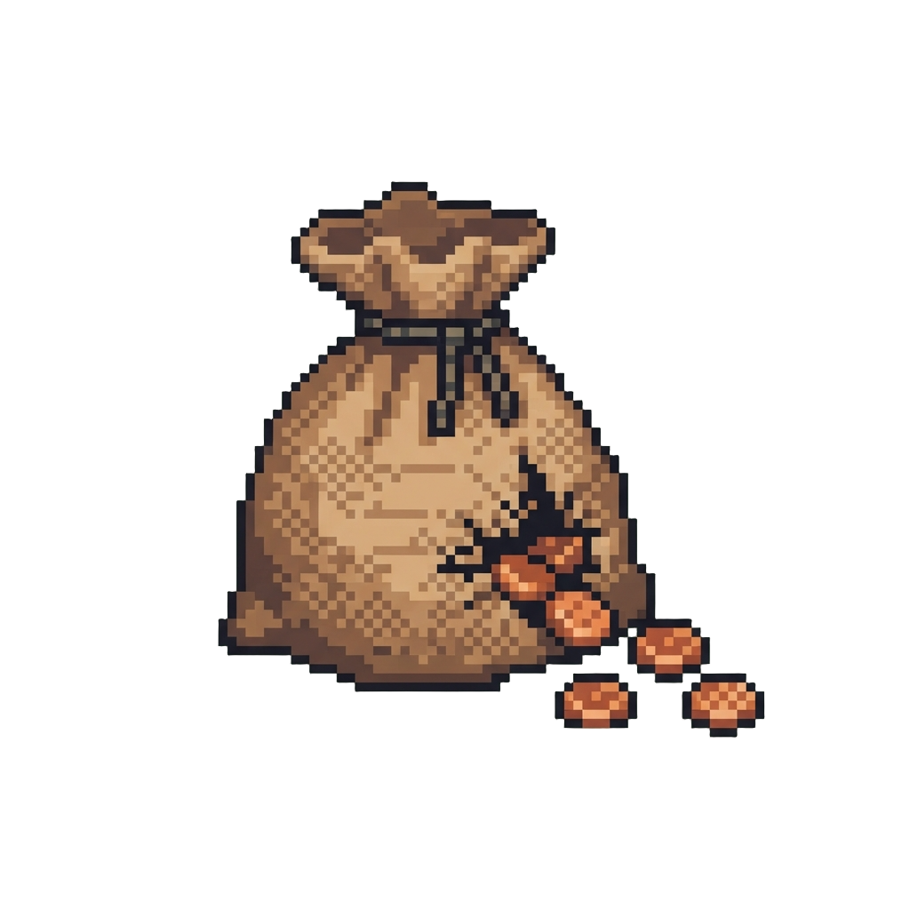A Torn Sack Leaking Copper Cents