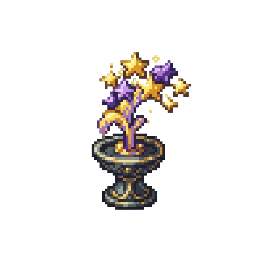 A Fountain of Gold-and-purple Magic Stars