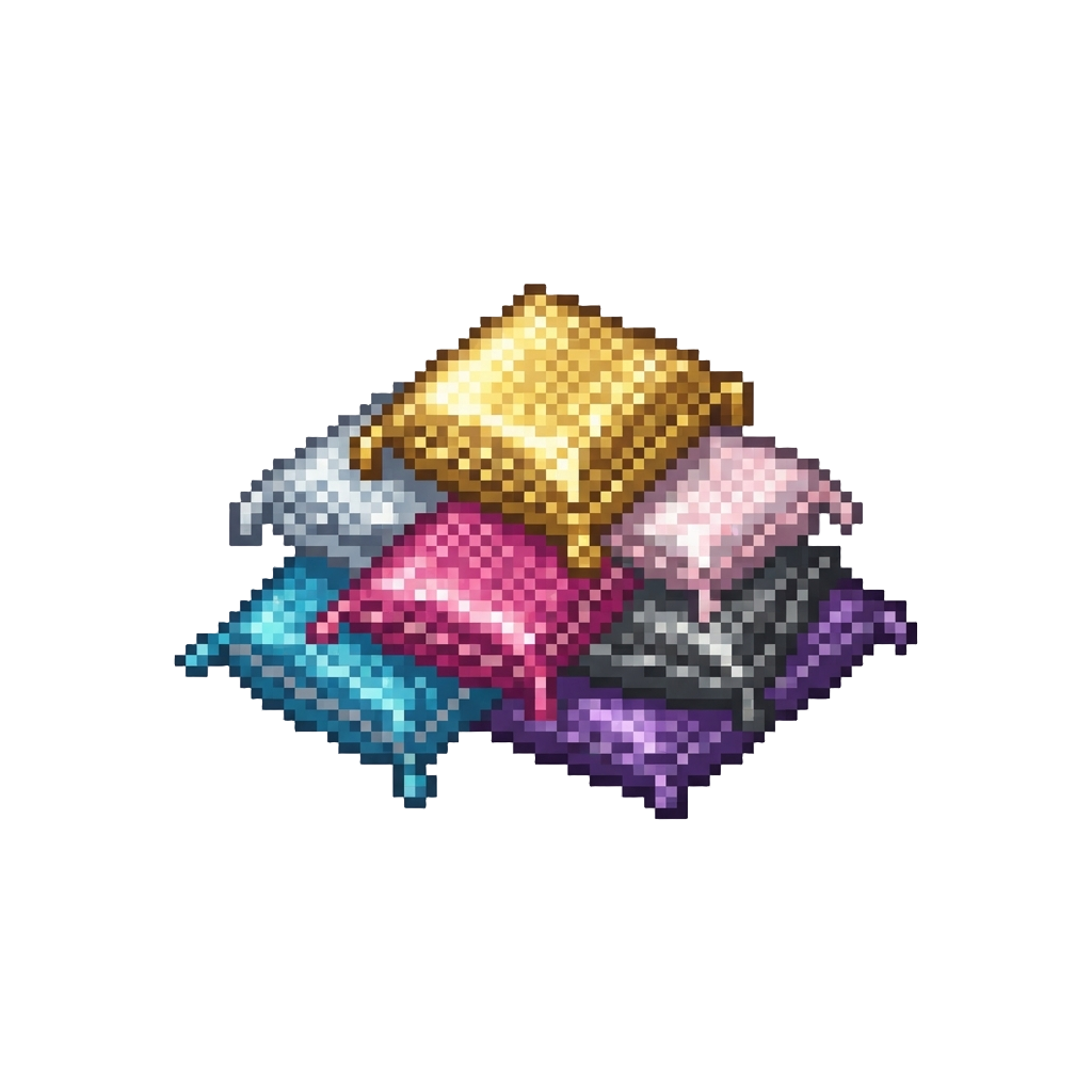 A Mountain of Glittery Disco Pillows