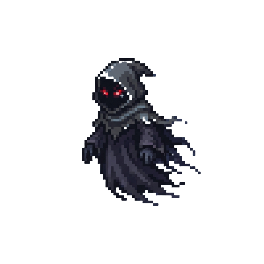 A Mysterious Shadow Wraith with Red Eyes