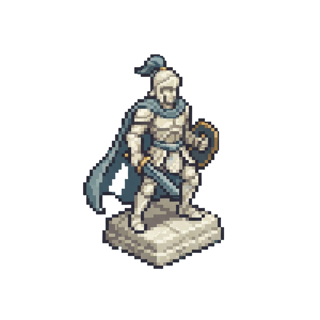 An Ornate Carved Marble Statue of a Hero