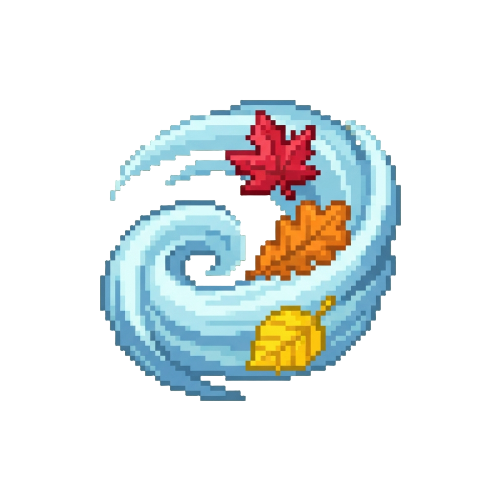 A Swirling Gust of Wind Carrying Autumn Leaves Past