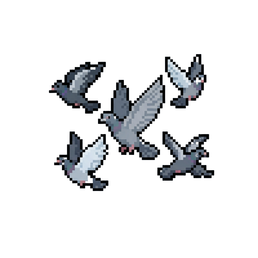 A Flock of Rooftop Pigeons Scattered in Panic