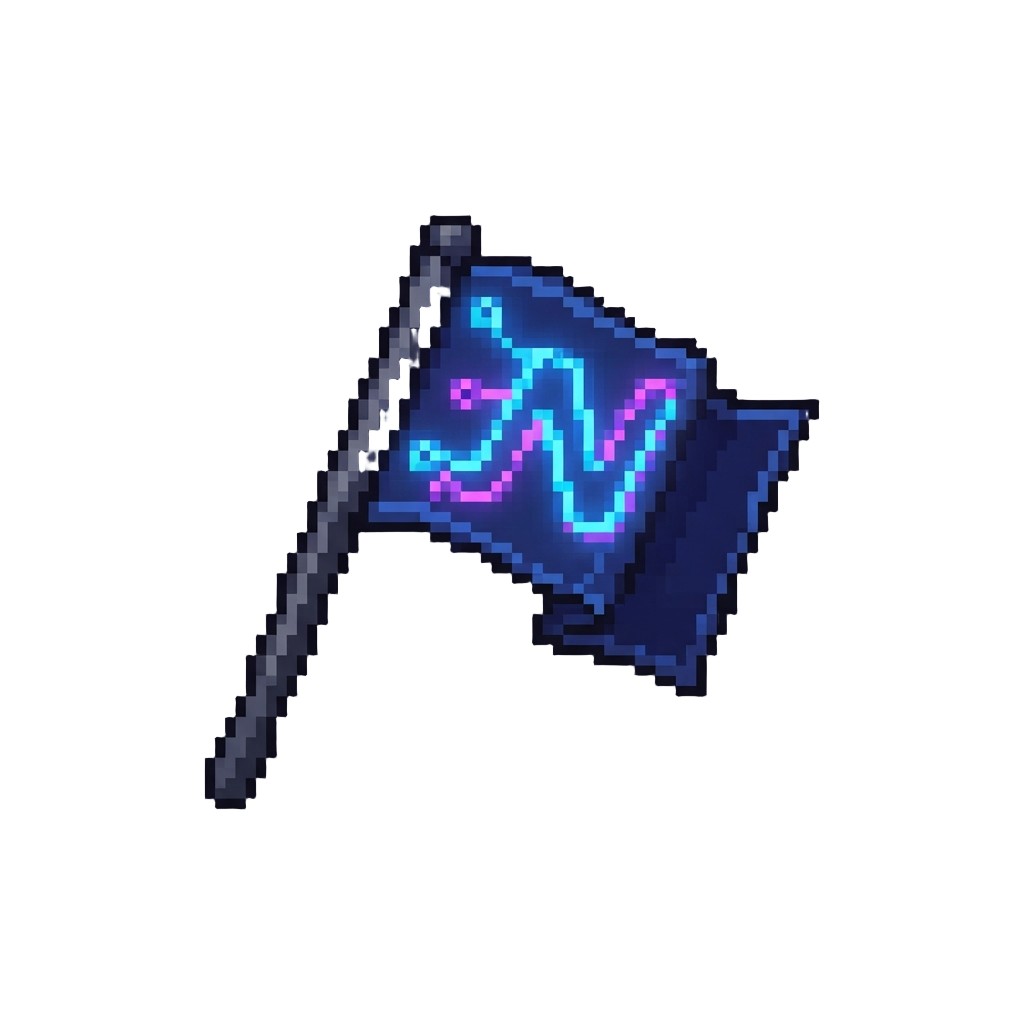 A Neon-lit Digital Flag Glowing Brightly Against the Night Sky
