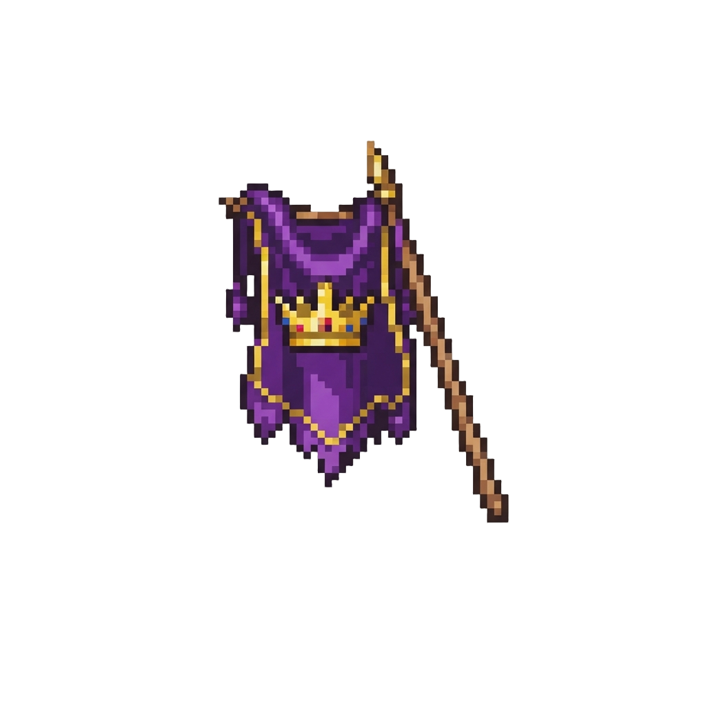 A Regal Purple Velvet Standard Bearing a Crown Emblem