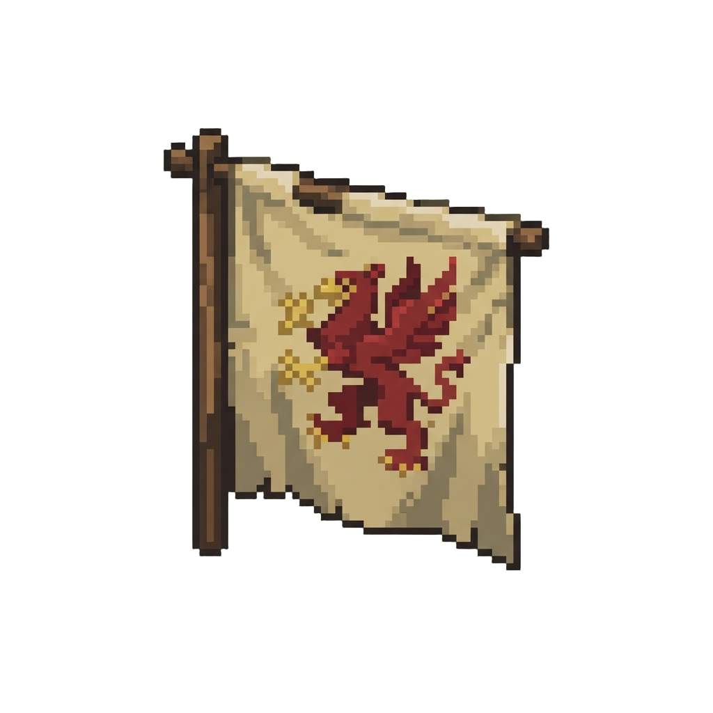 A Rugged Canvas Flag Stamped with a Bold Crest