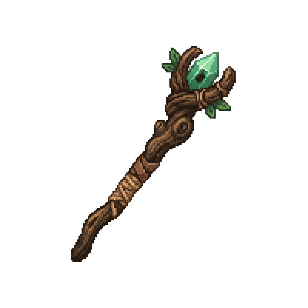A Gnarled Oak Druid Staff