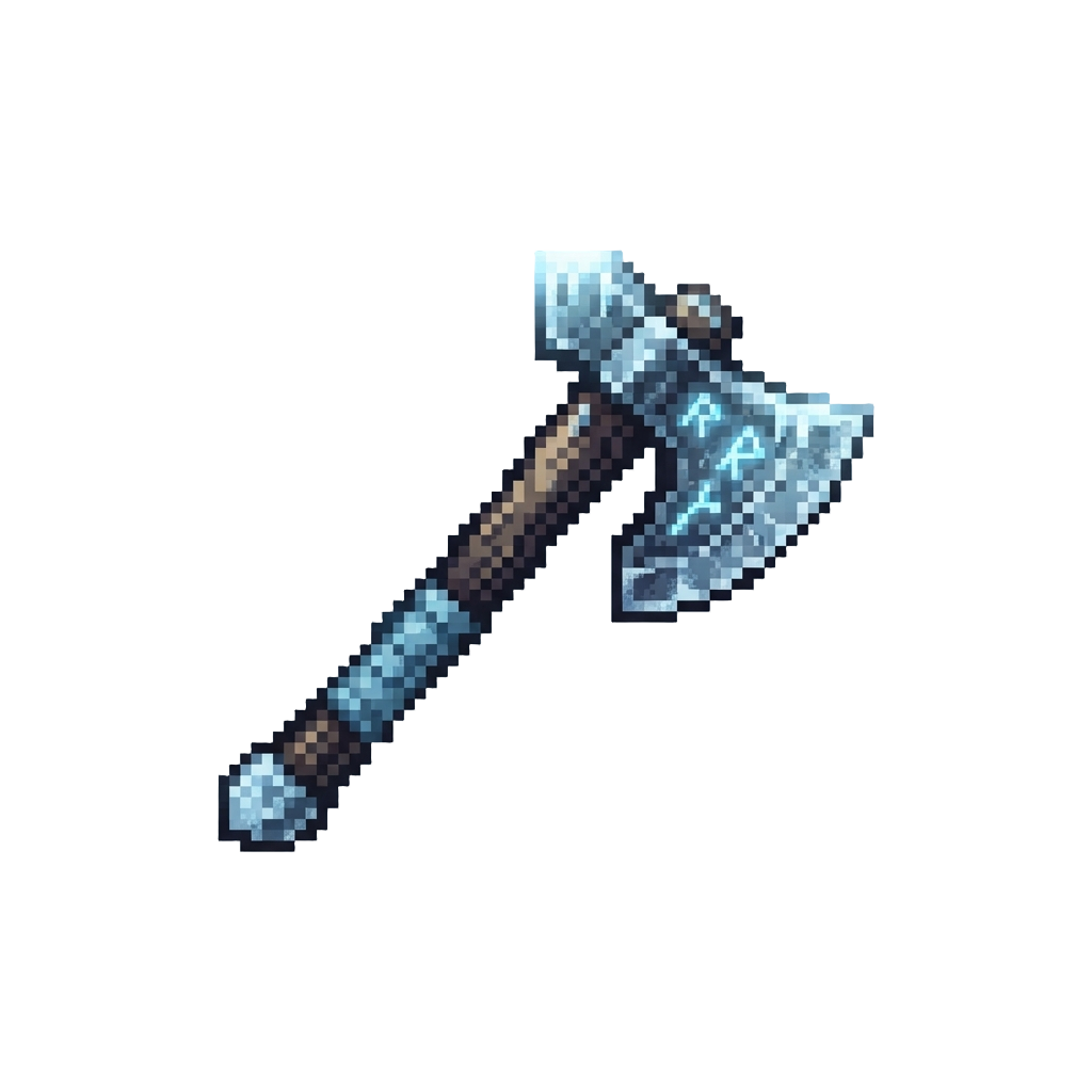 A Frozen Rune-carved Battleaxe
