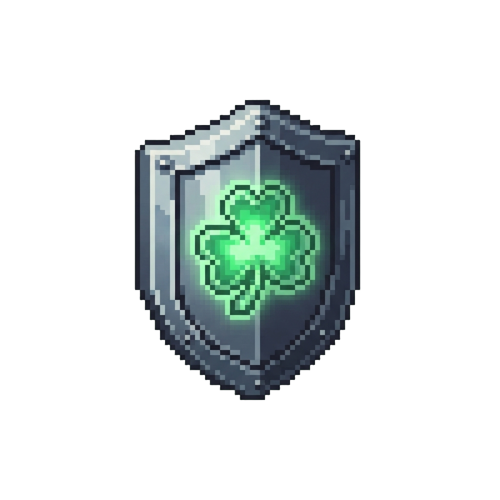 A Glowing Clover-embossed Shield