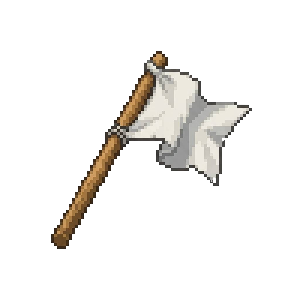 A Miniature Fluttering White Surrender Flag