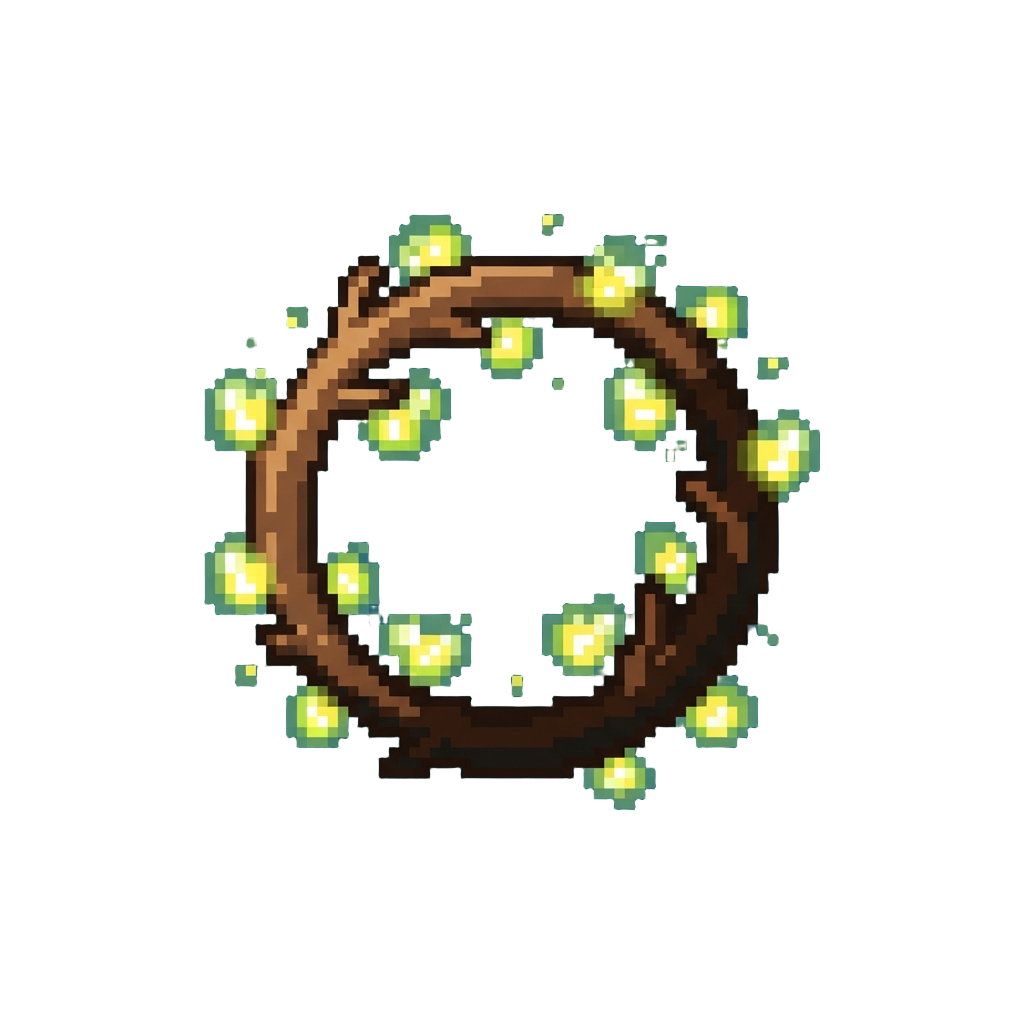 A Ring of Tiny Twinkling Cartoon Fireflies