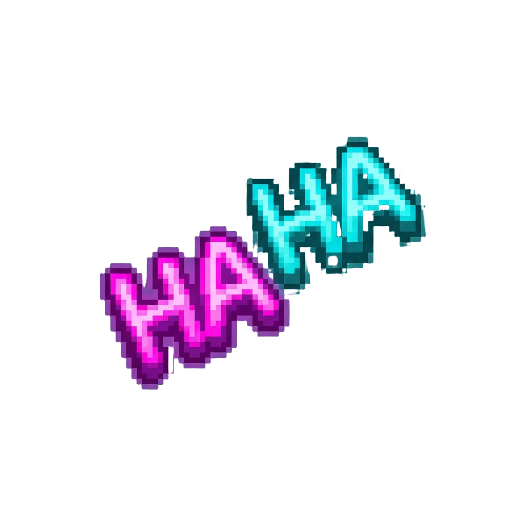 A Stream of Floating Glowing Neon 'ha Ha' Lettering