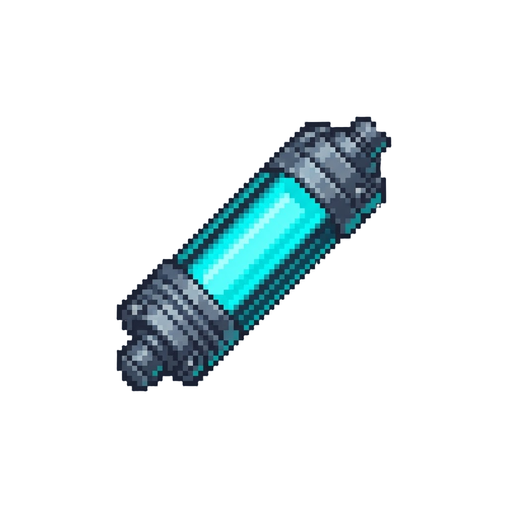 A Glowing Neon-cyan Coolant Conduit