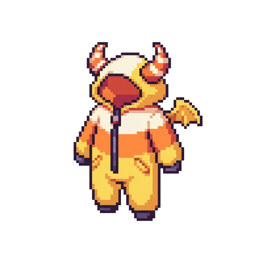 Funky Candy-corn Demon Jumpsuit with Striped Horns