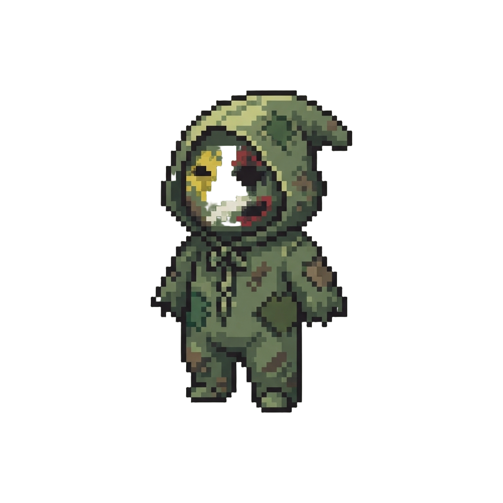 Smeared Swamp Goblin Onesie with Mismatched Face Paint Blotches