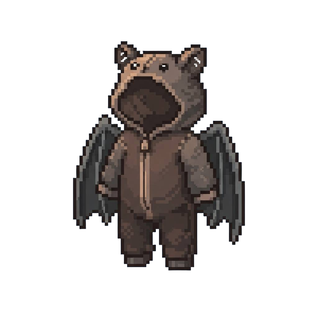 Shabby Felt Bat Onesie with Droopy Felt Wings