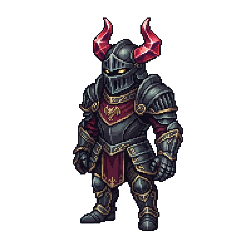 Radiant Gothic Gargoyle Lord Armor with Shimmering Ruby Horns