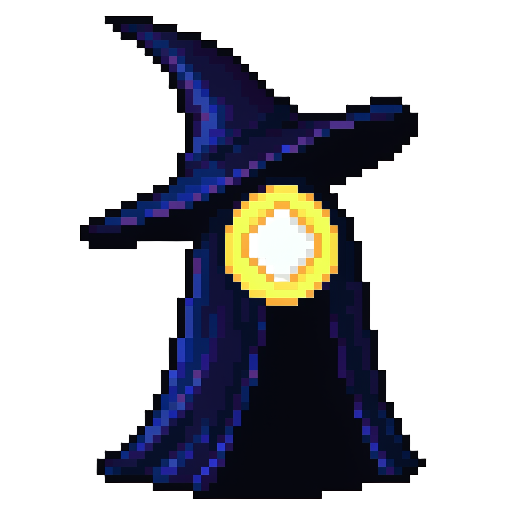 An Ornate Celestial Witch Robe with a Tall Crooked Velvet Hat