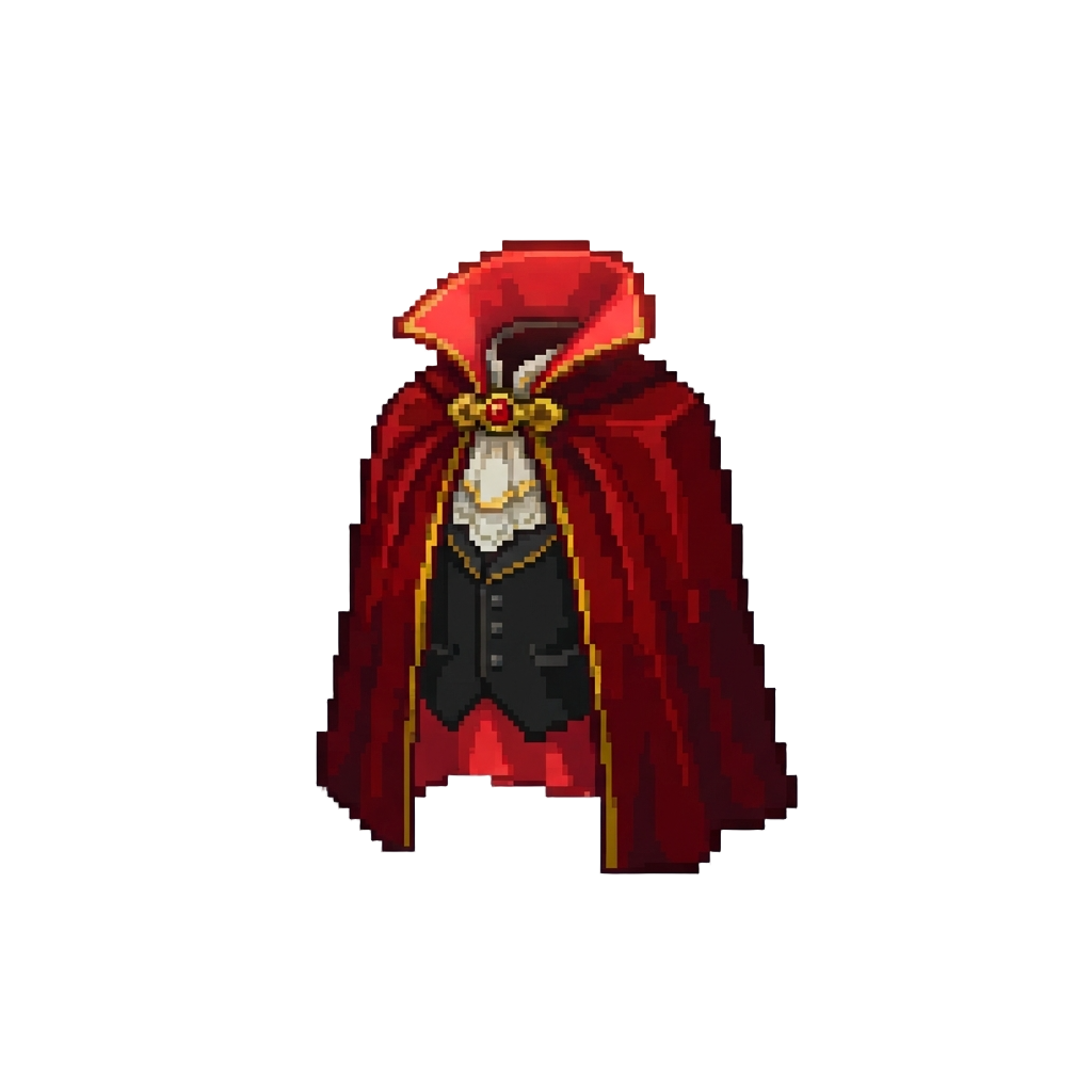 A Lavish Velvet-cloaked Royal Vampire Costume with Glowing Red Lining