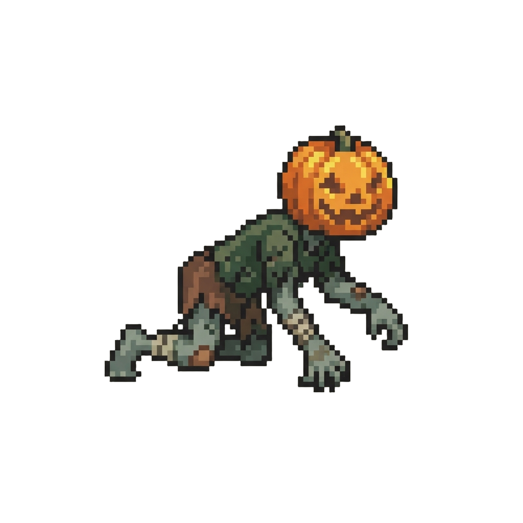 A Pumpkin-headed Crawling Zombie