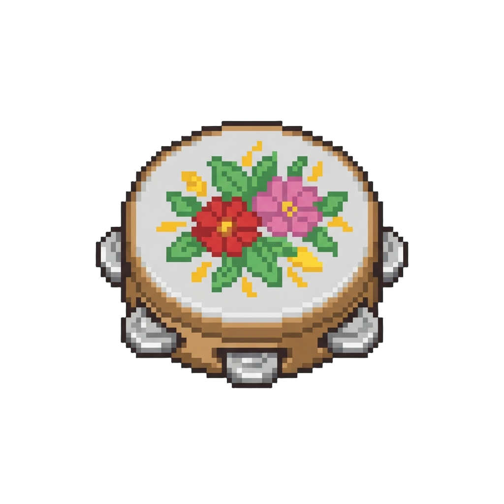 A Colorful Floral-patterned Tambourine