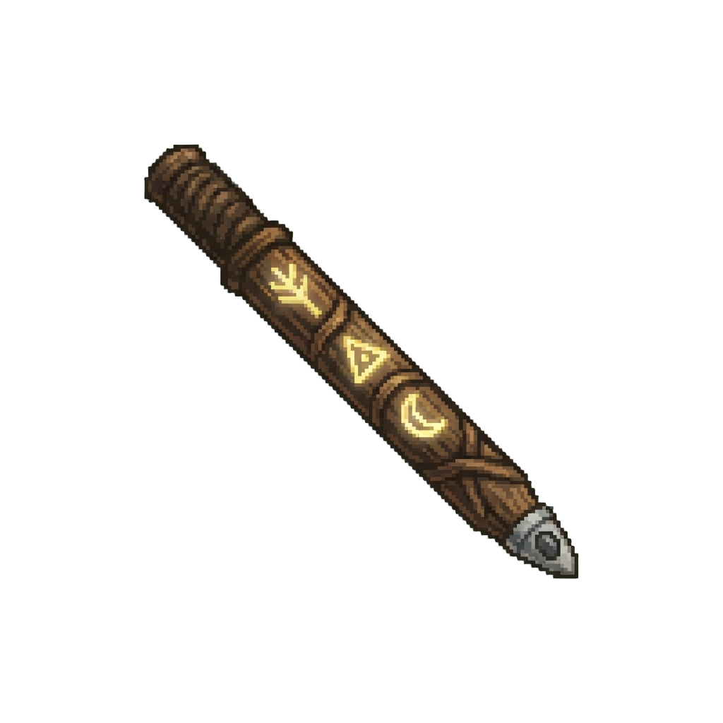A Carved Wooden Rune Rod