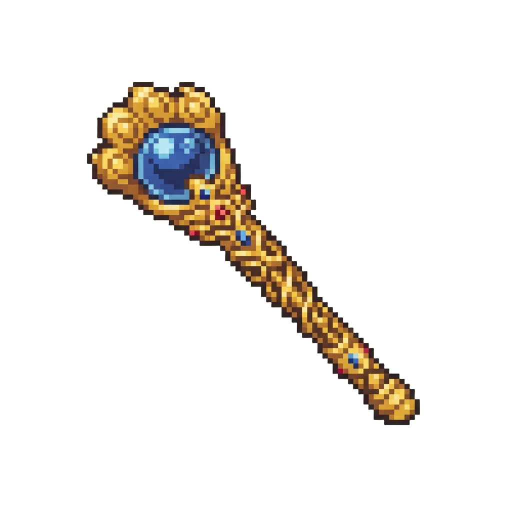 A Golden Paw-shaped Royal Orb Staff