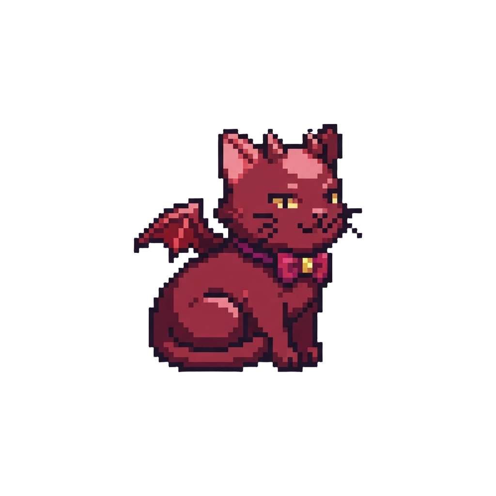 A Mini Demon Cat Wearing a Bow