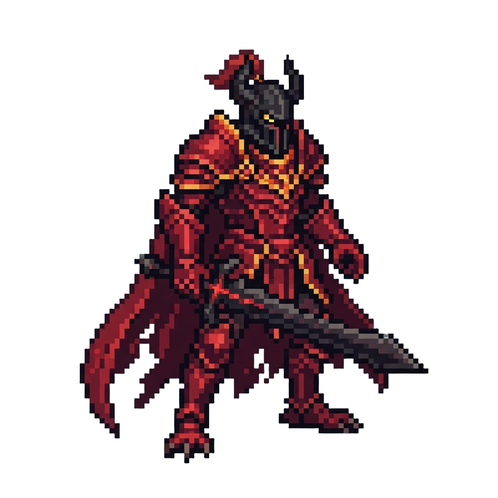 A Majestic Scarlet Demon Knight