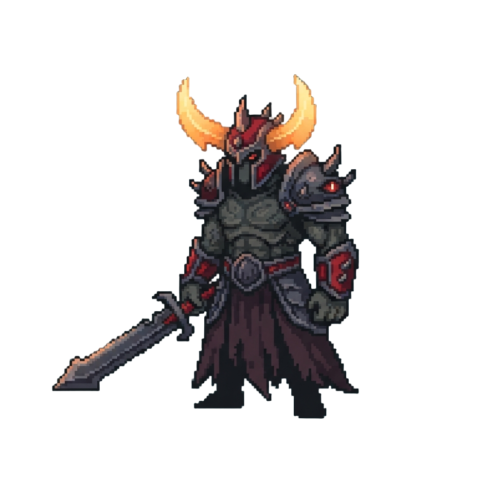 A Shadowy Demon Lord with Glowing Horn Blades