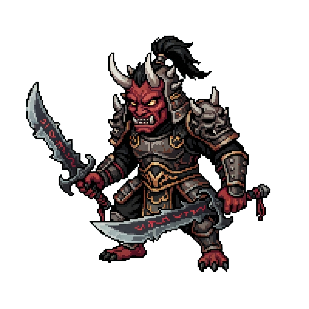 A Terrifying Dual-blade Oni Lord