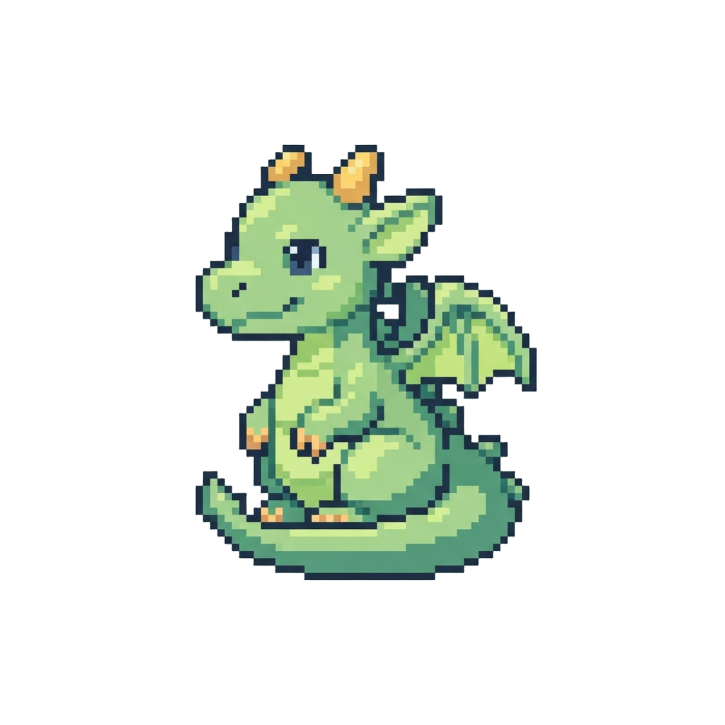 A Cute Baby Dragon Sitting on Its Tail