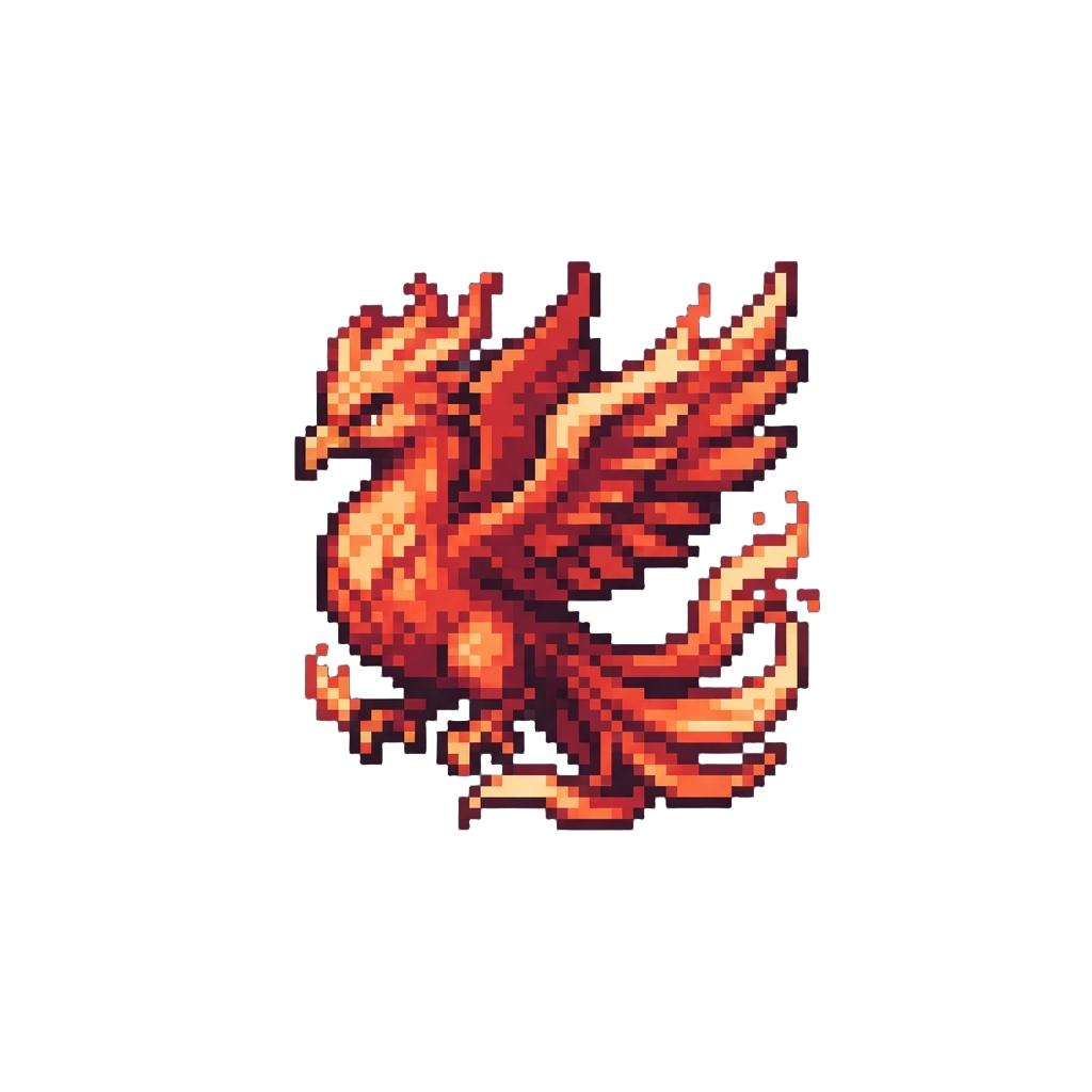 A Glowing Crimson Phoenix Deity