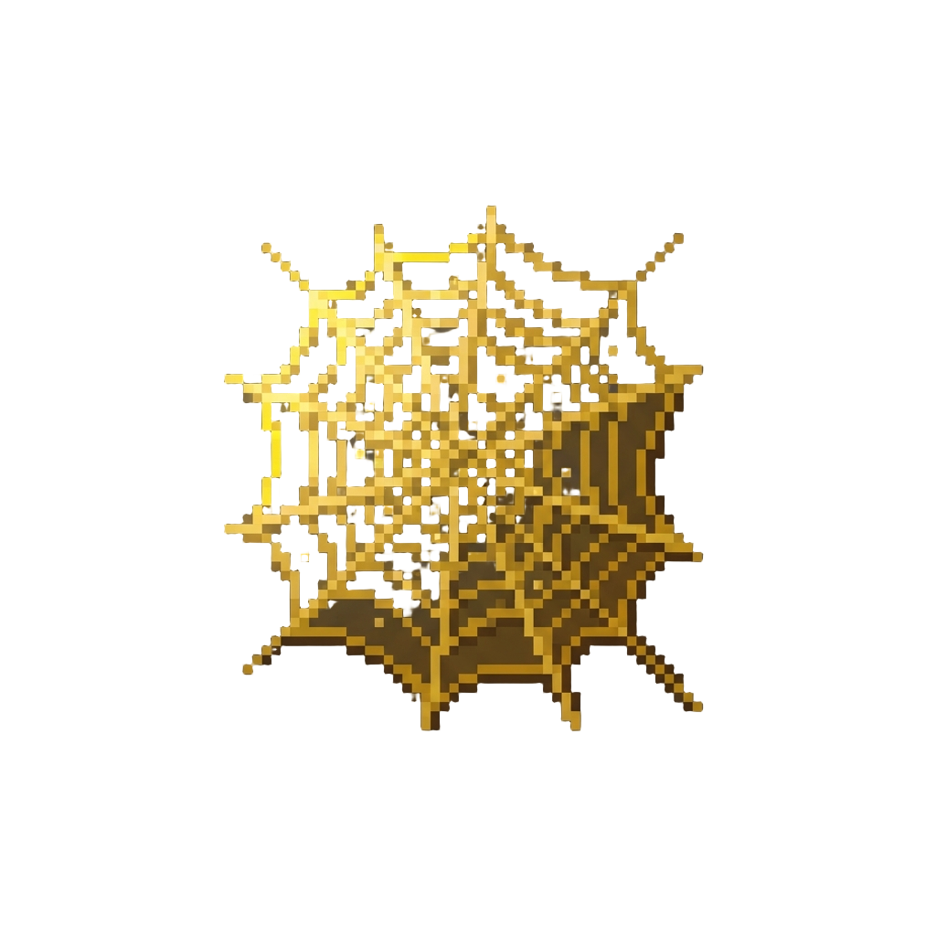 A Golden Shimmering Spiderweb Burst