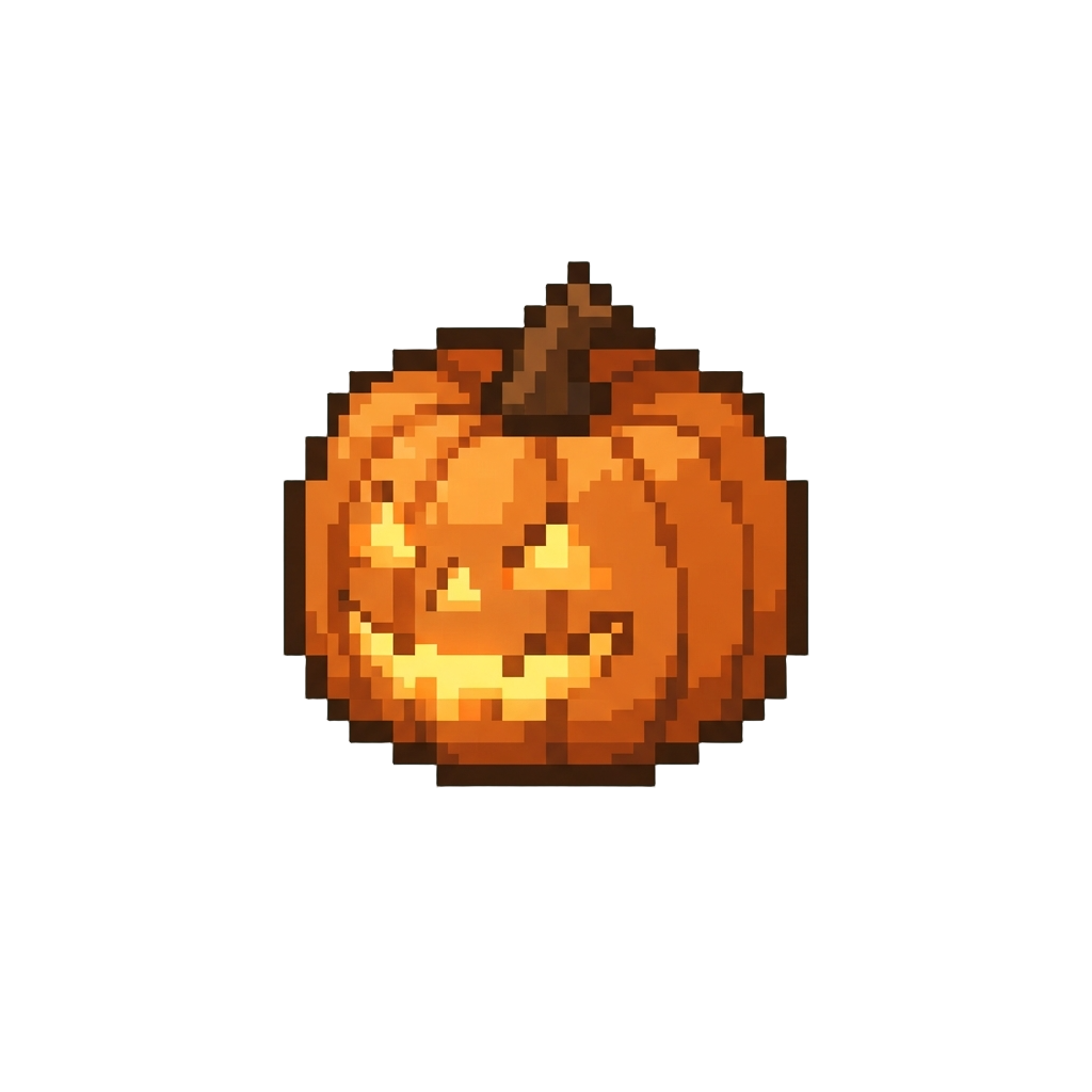 A Misty Suburban Autumn Street Lined with Glowing Jack-o'-lanterns From Halloween