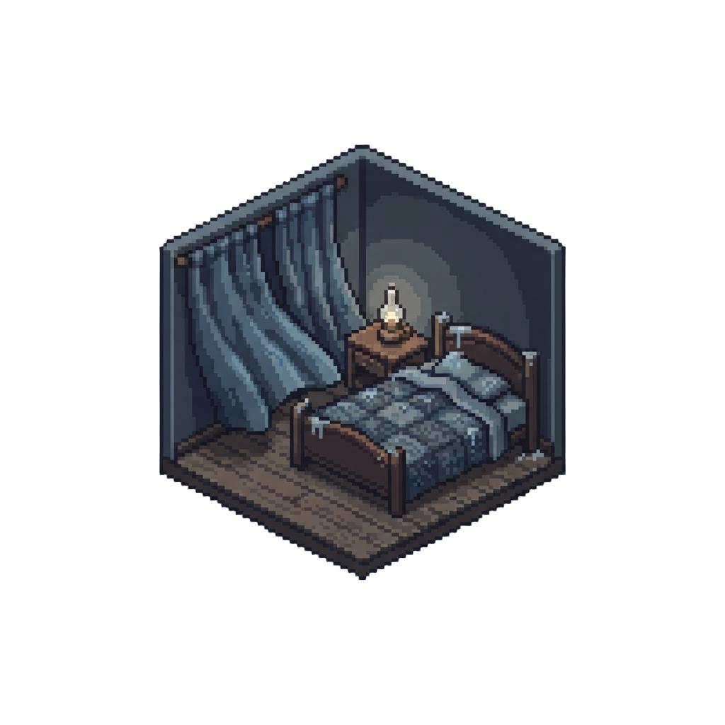A Freezing, Shadowy Bedroom with Billowing Curtains From Der Exorzist