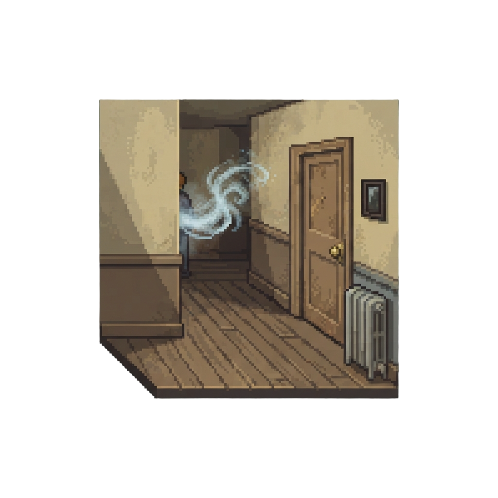 A Drafty Apartment Hallway Where Frosty Breath Lingers From the Sixth Sense