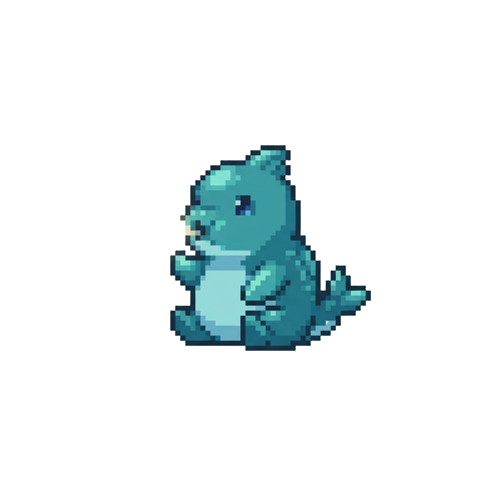 A Chubby Water Hatchling Blowing a Tiny Glowing Bubble