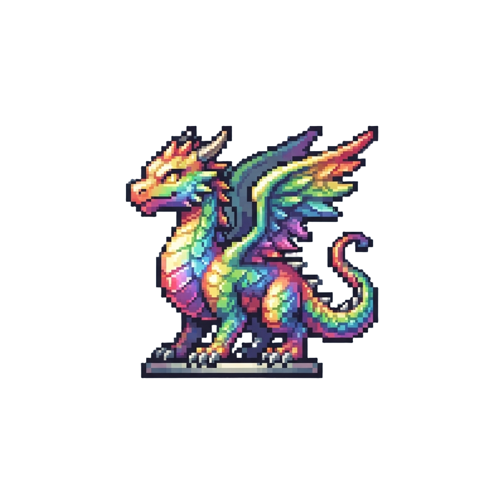 A Shimmering Prism Dragon with Rainbow Reflective Scales