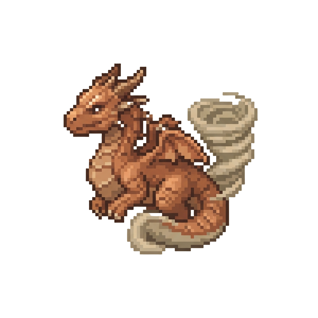 A Sand-dune Desert Ridge Dragon with Copper Scales and Dust Cyclone Tail