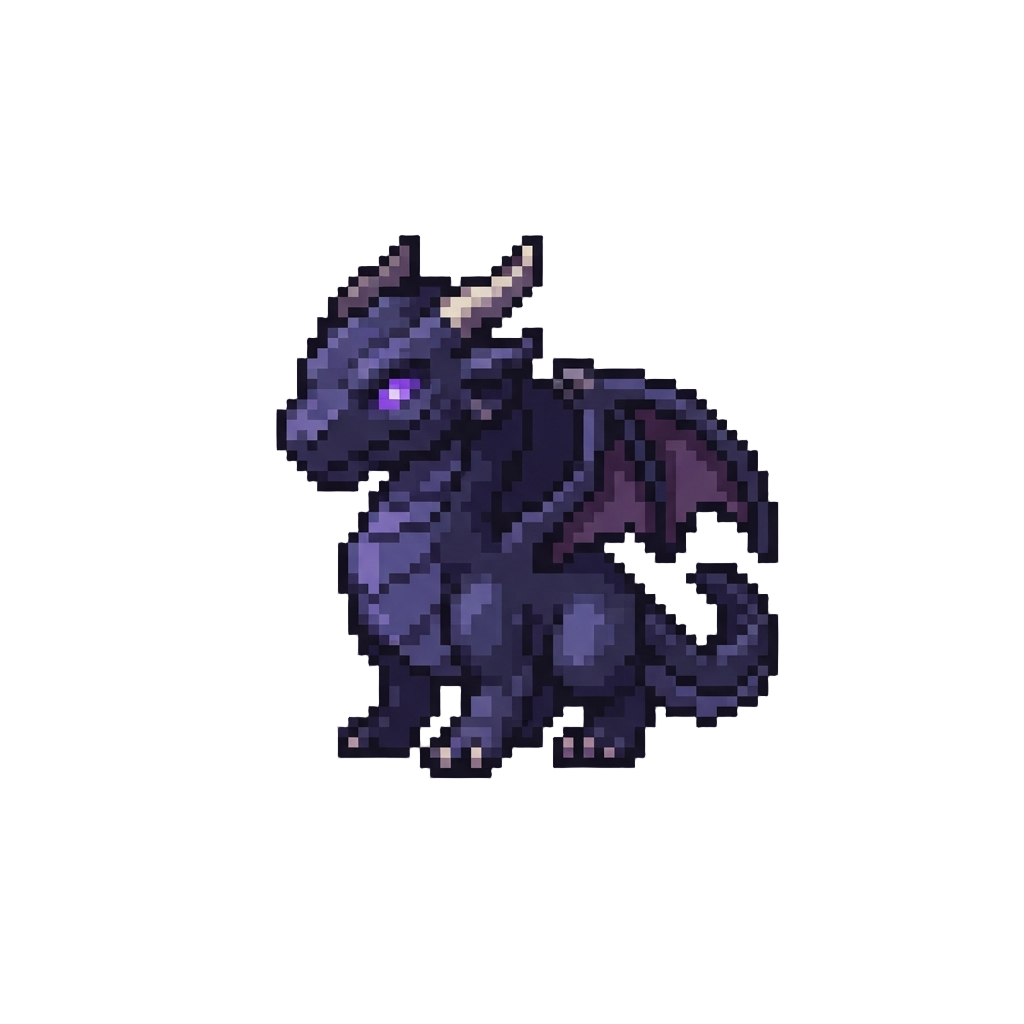 A Shadowy Eclipse Dragon with Midnight Purple Scales and Glowing Violet Eyes